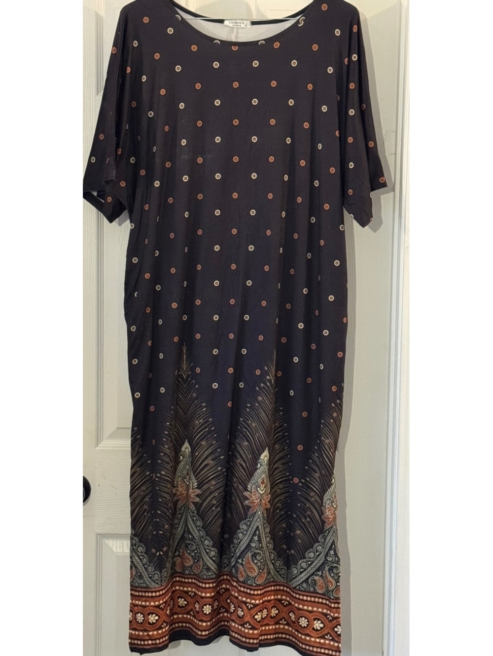 Ekouaer printed short sleeve midi dress size S